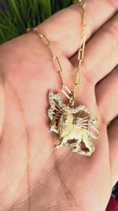 Diamond Iran Shiro Khorshid - Lion and Sun Necklace. Noush Exclusive