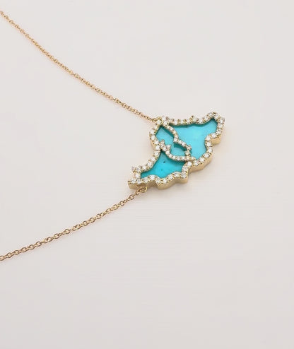 Large Iran Map Gemstone Necklace