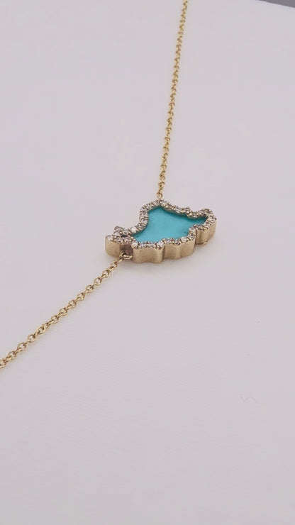 Small Iran Map Gemstone Necklace
