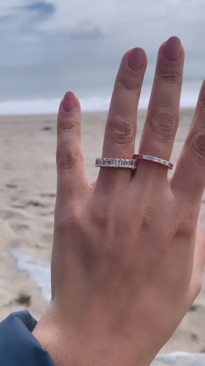 Customizable Horizontal Hide and Seek Baguette Eternity Band