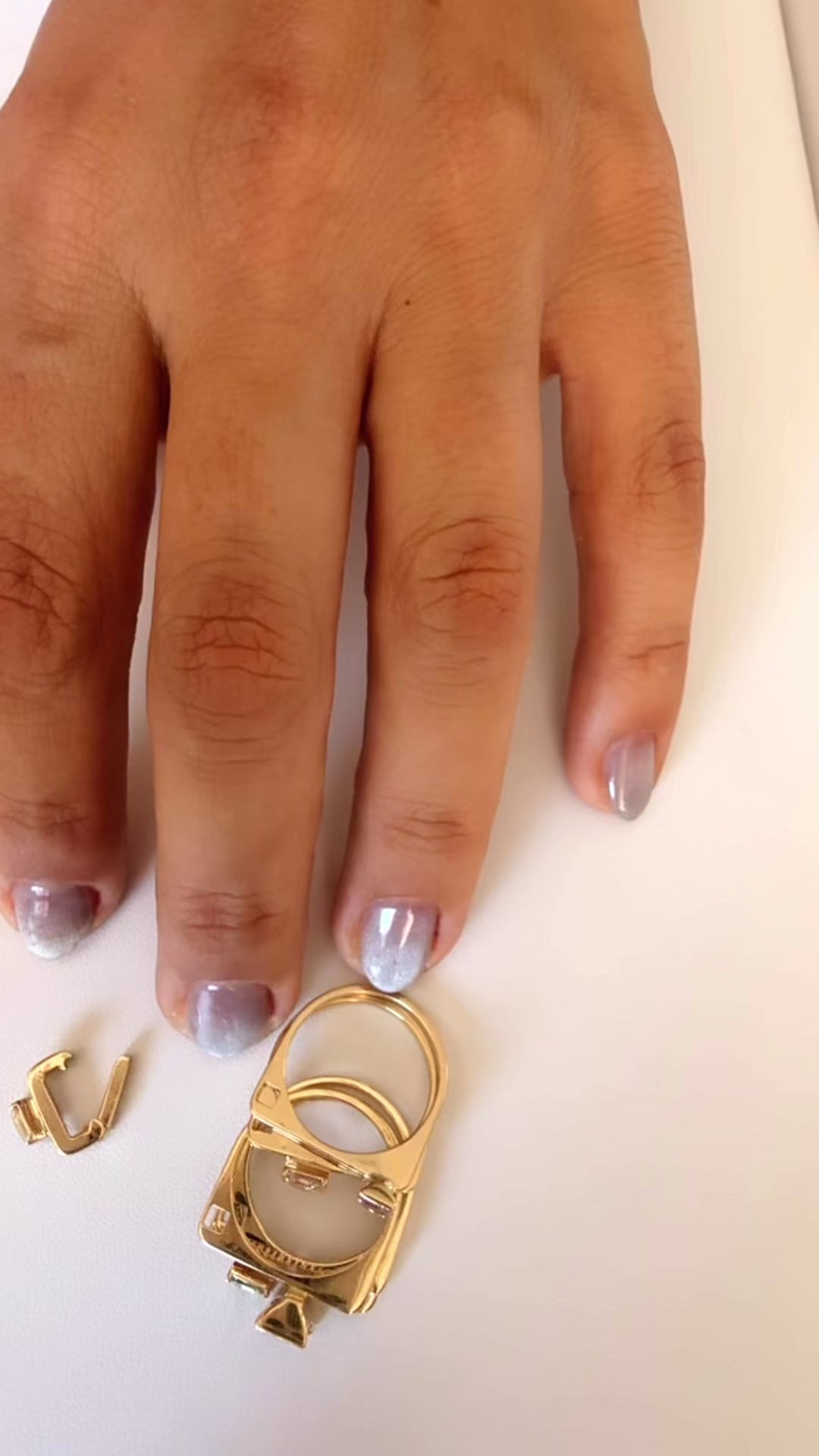 One of a kind, LNQD Stacking Ring – Watermelon Tourmaline & colored Sapphire