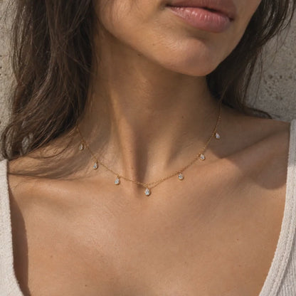 Lab-Diamond drop station necklace