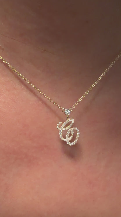 Entwined Diamond Initial Necklace