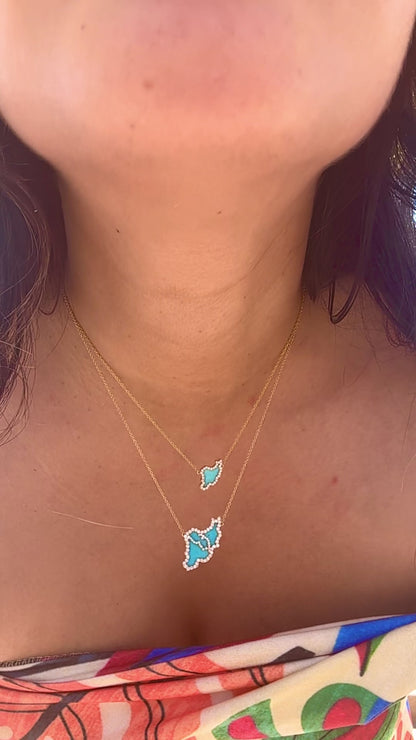Large Iran Map Gemstone Necklace