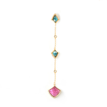 Ready to Ship - Kashan multi stone long drop earrings