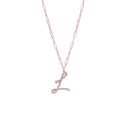 WEB XL diamond initial necklace