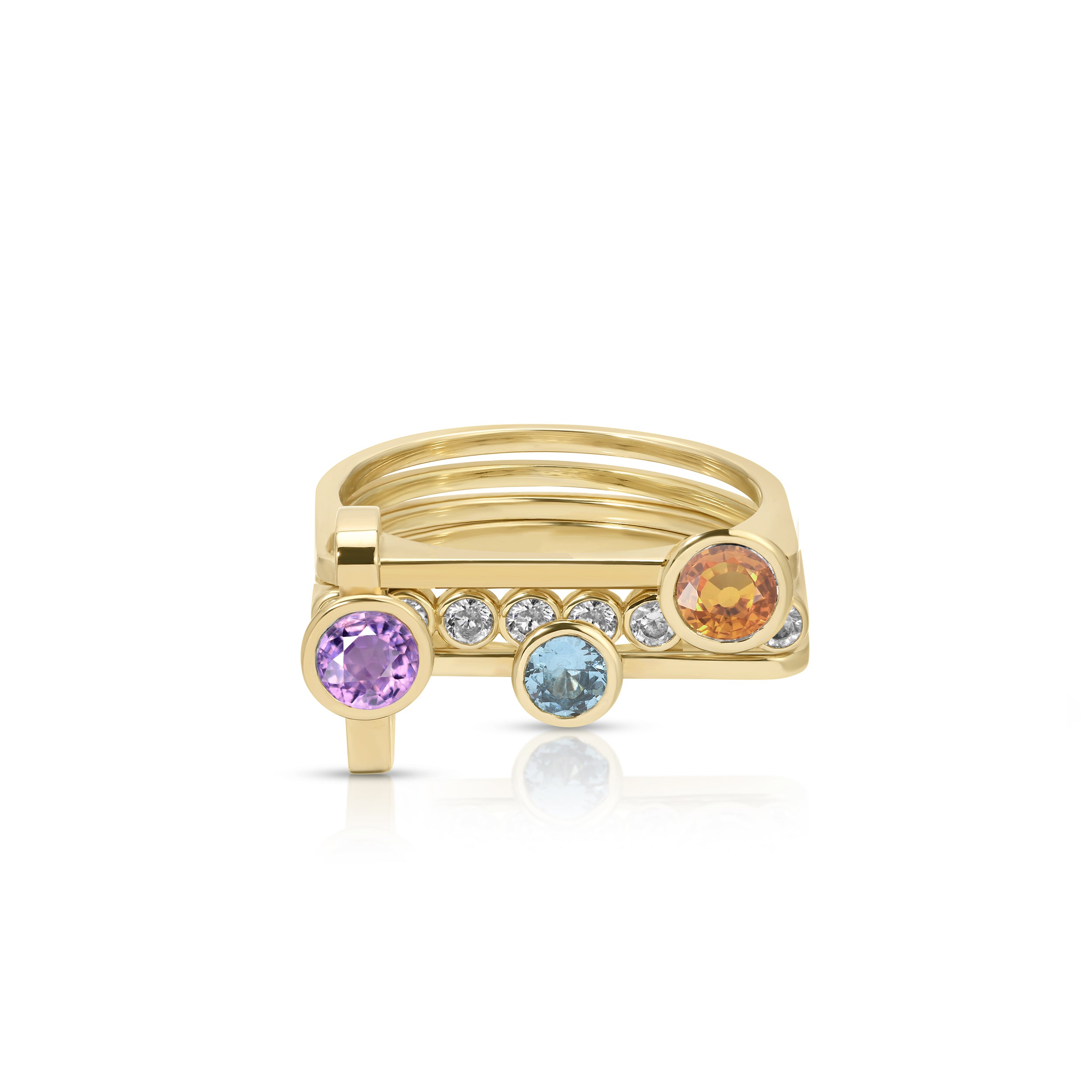 Round LNQD 3 Stack Rings – Noush Jewelry