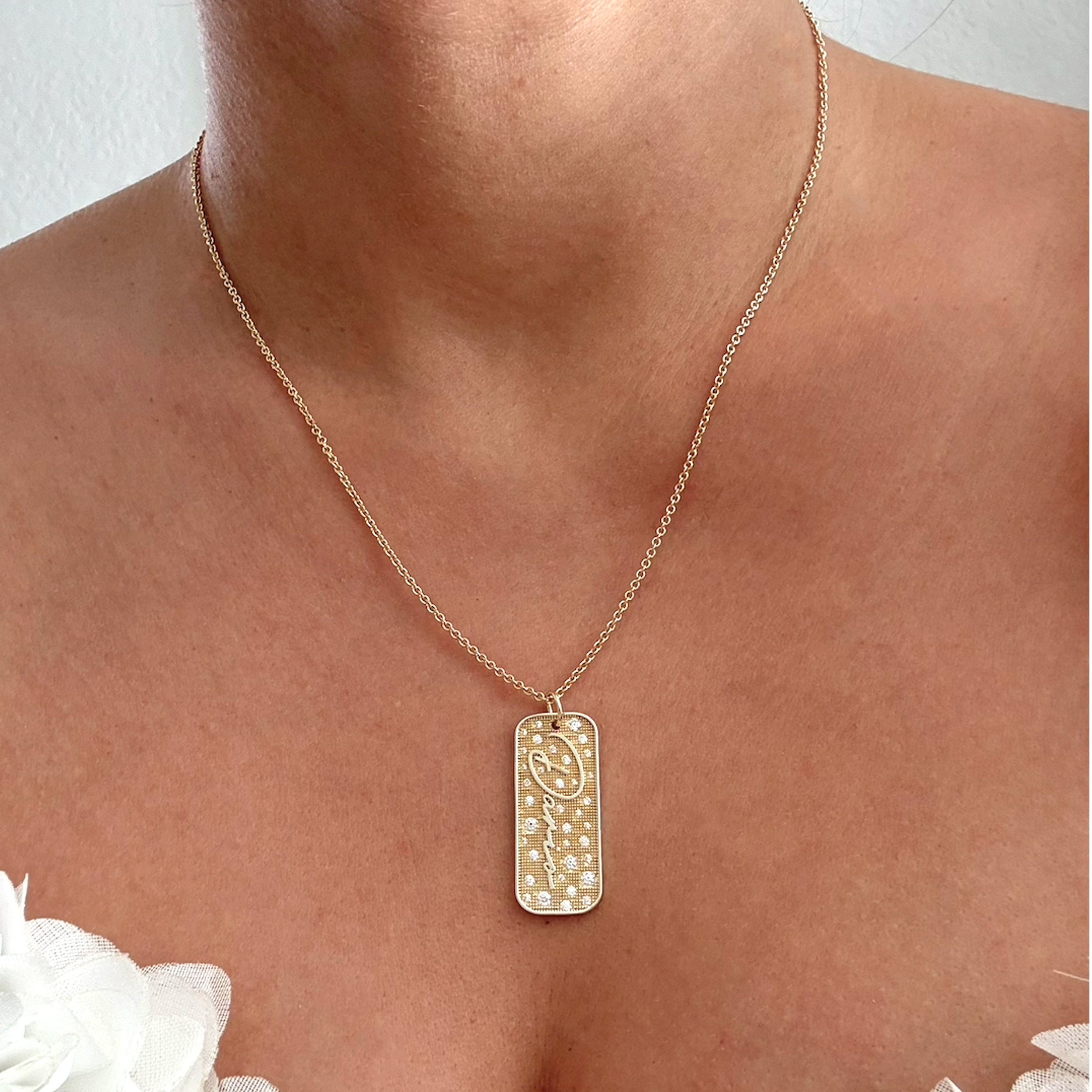 Sprinkle Diamond Name Dogtag necklace