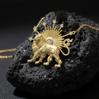 Shiro Khorshid- Lion and Sun Necklace . Noush Exclusive