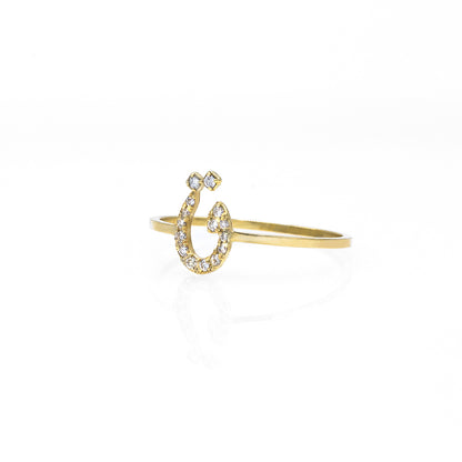 Tiny Treasures Perso - Arabic Initial Pave Ring