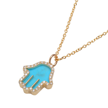 Hamsa Necklace with stone