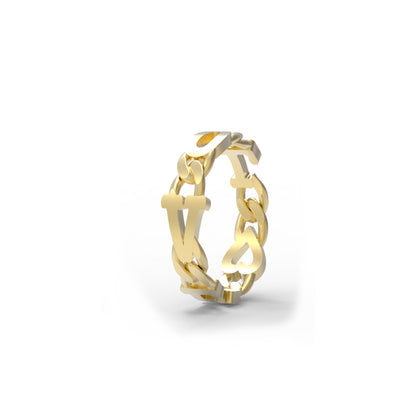 Large curb chain Ring with Gold letters
