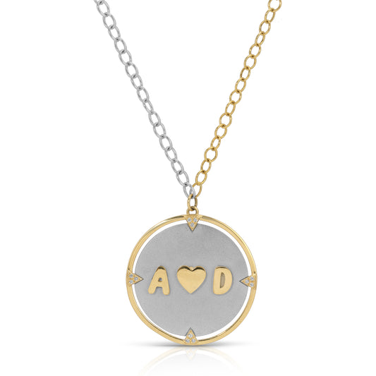 Personalized Two-Tone compass Necklace