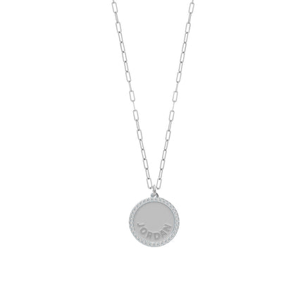 Treasure Disk Name Diamond Name Plate Necklace