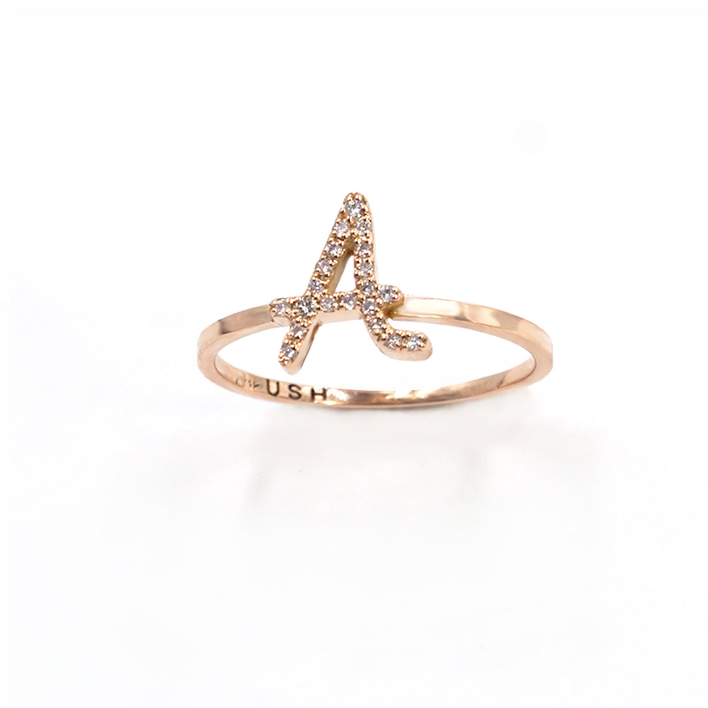 Roman Initial Pave Ring