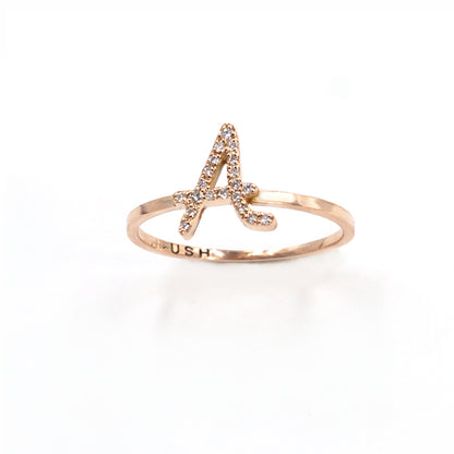 Roman Initial Pave Ring