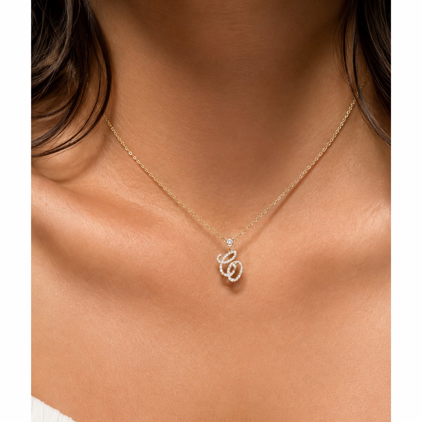Entwined Diamond Initial Necklace