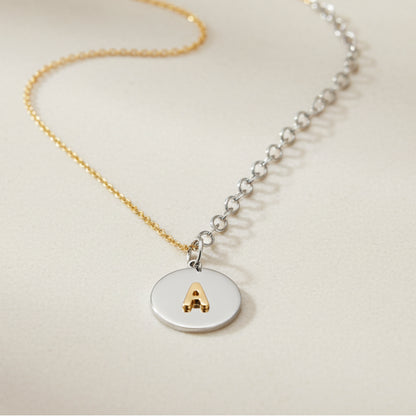 Two-Tone Initial Medallion Necklace