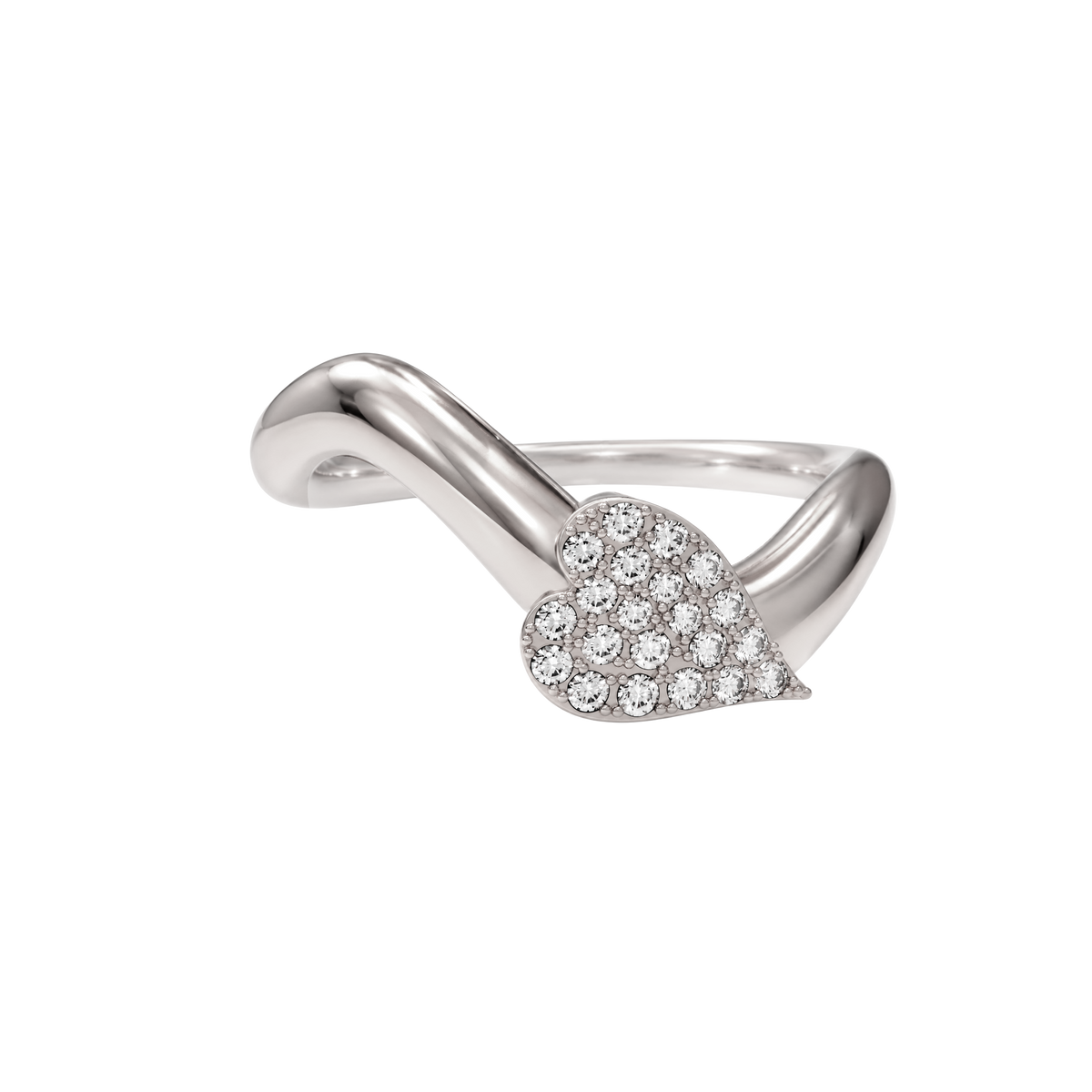 Heart wave ring Solid gold