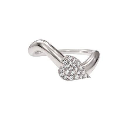 Heart wave ring Solid gold