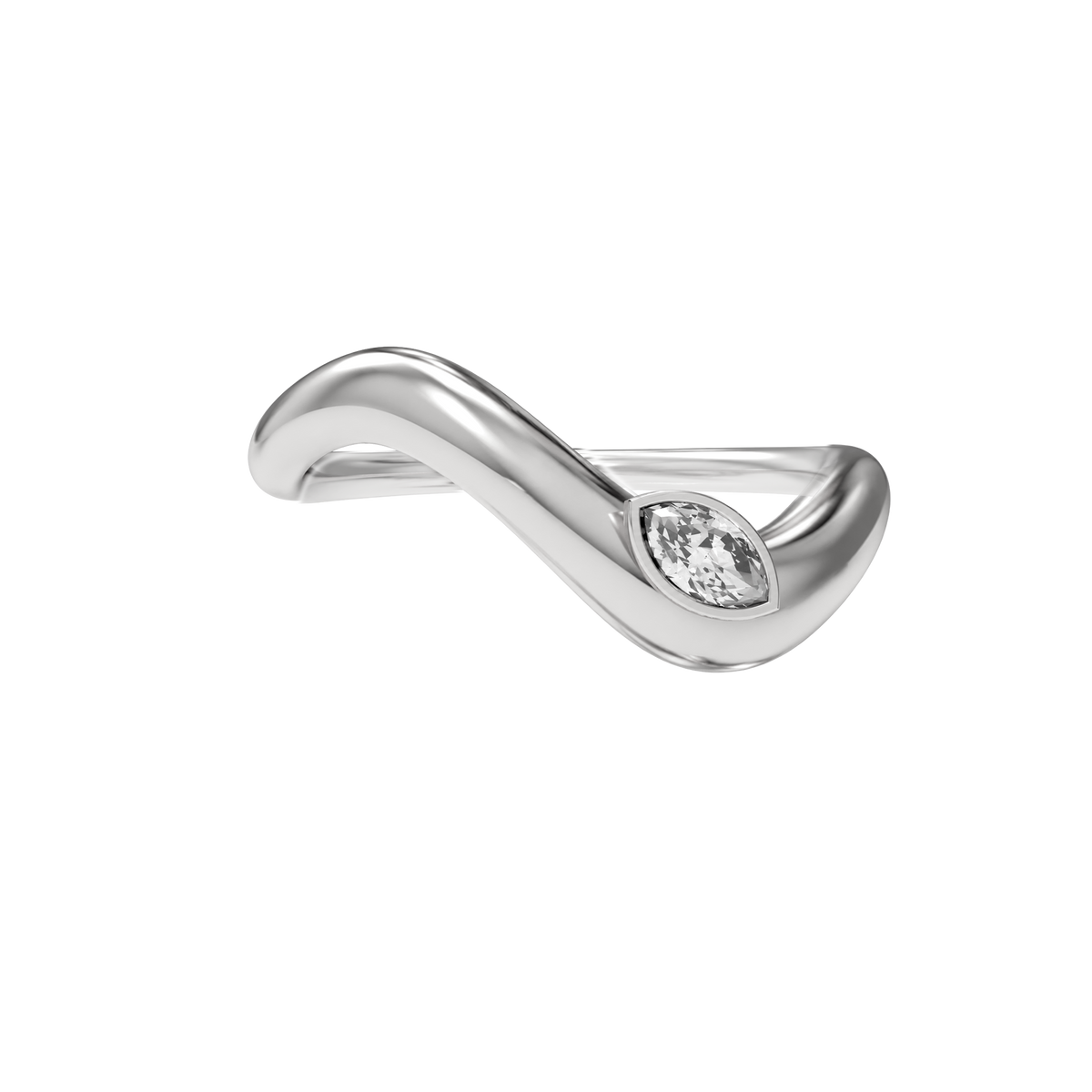 Wave ring With bezel Marquise diamond