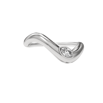Wave ring With bezel Marquise diamond