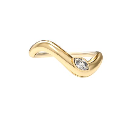 Wave ring With bezel Marquise diamond