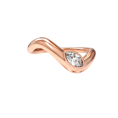 Wave ring With bezel Marquise diamond