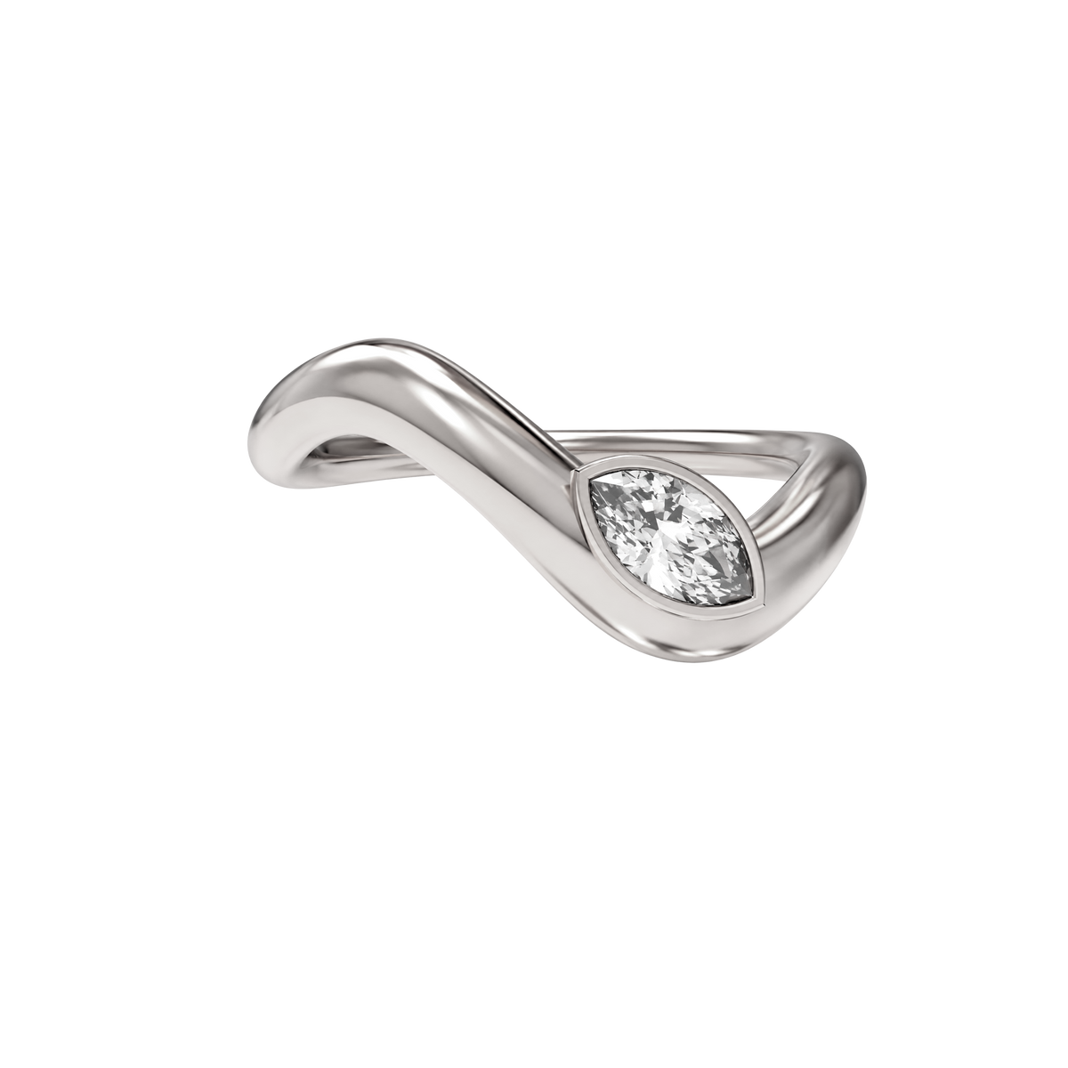 Wave ring With bezel Marquise diamond