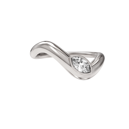 Wave ring With bezel Marquise diamond