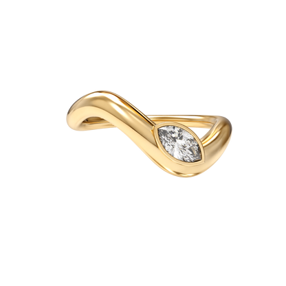 Wave ring With bezel Marquise diamond