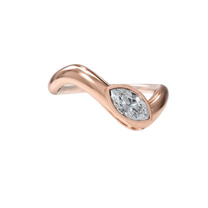 Wave ring With bezel Marquise diamond
