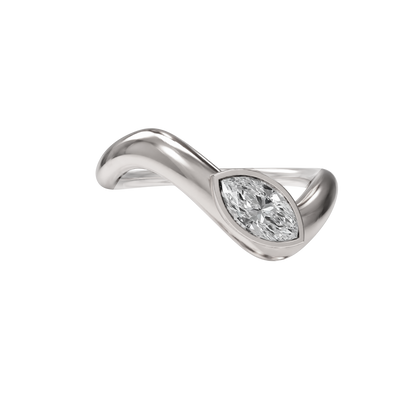 Wave ring With bezel Marquise diamond