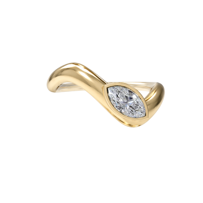 Wave ring With bezel Marquise diamond