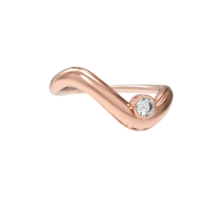 Wave ring With bezel round diamond