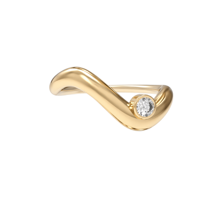 Wave ring With bezel round diamond