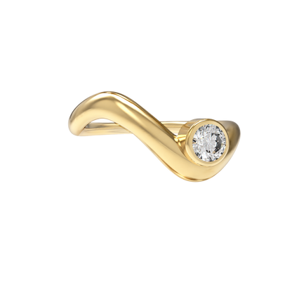 Wave ring With bezel round diamond