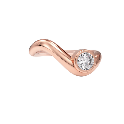 Wave ring With bezel round diamond