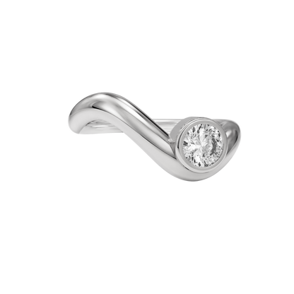 Wave ring With bezel round diamond
