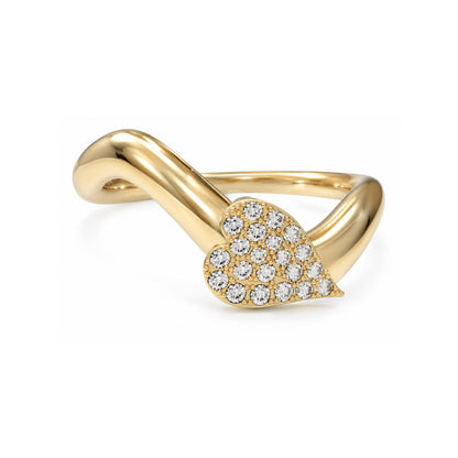 Heart wave ring Solid gold