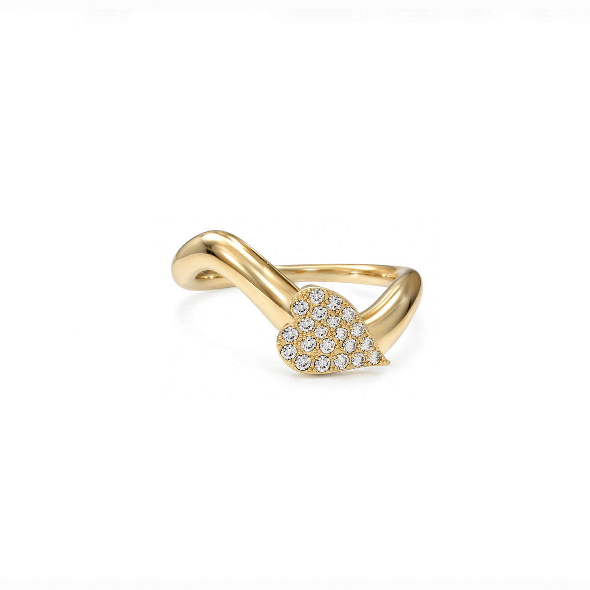 Heart wave ring Solid gold