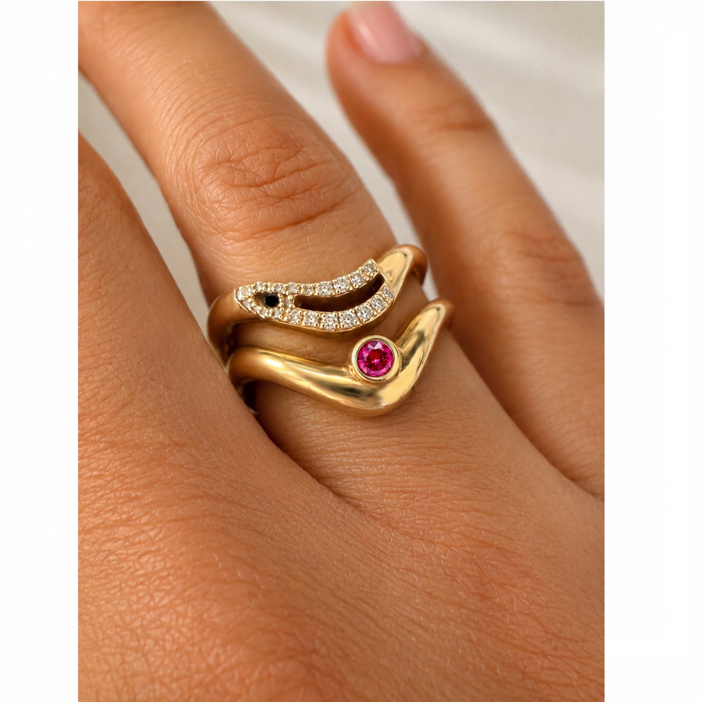 Birthstone wave ring