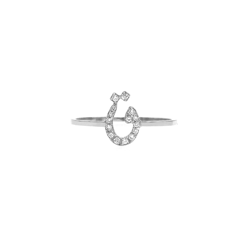 Tiny Treasures Perso - Arabic Initial Pave Ring