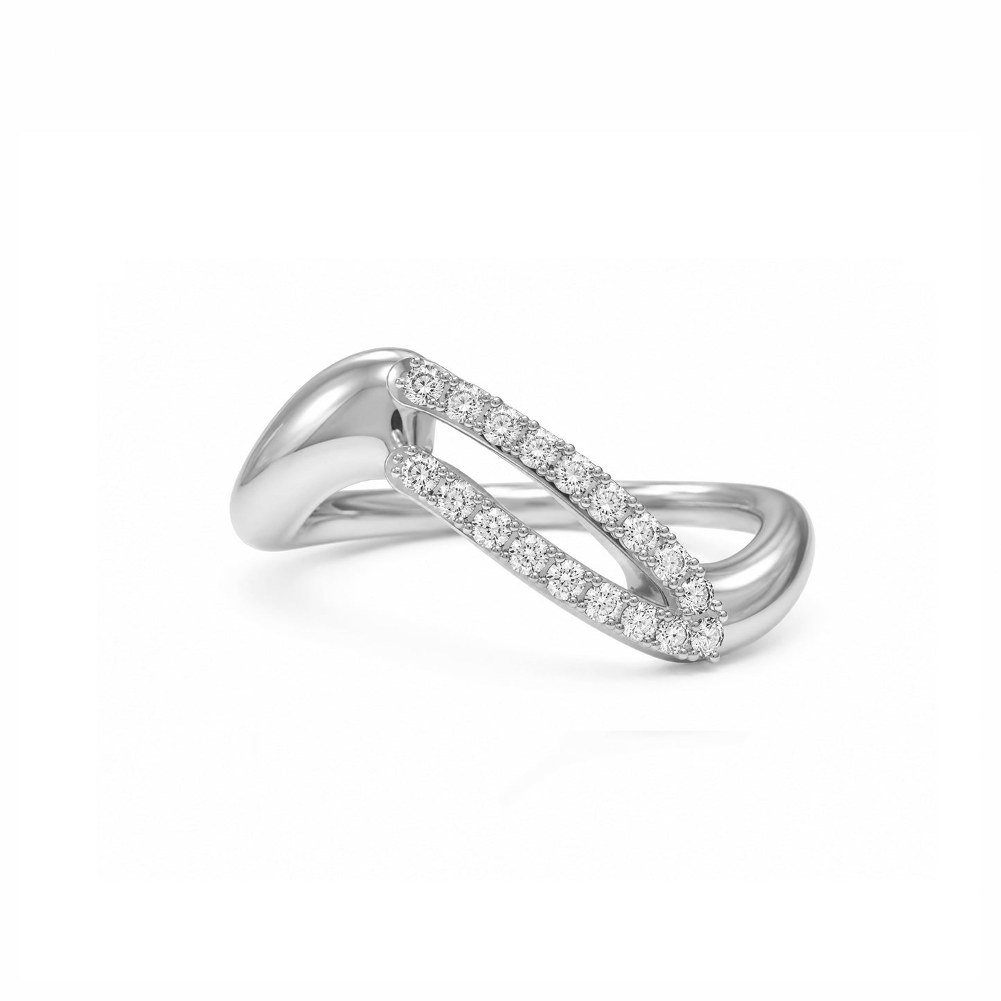 Initial Wave ring Solid gold